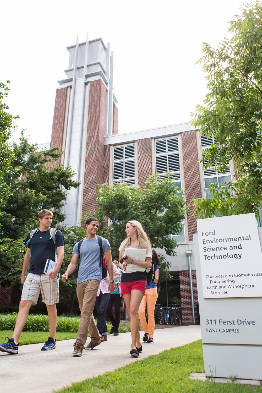 Students walking on campus